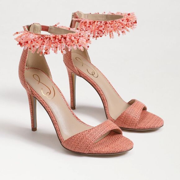 New Sam Edelman GILLIE BEADED ANKLE STRAP HEEL Size 7.5 New - Picture 1 of 12